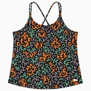 NIKE Dri-FIT Slim Fit Crisscross Strap Tank Top Multicolor Floral Print, Size XL